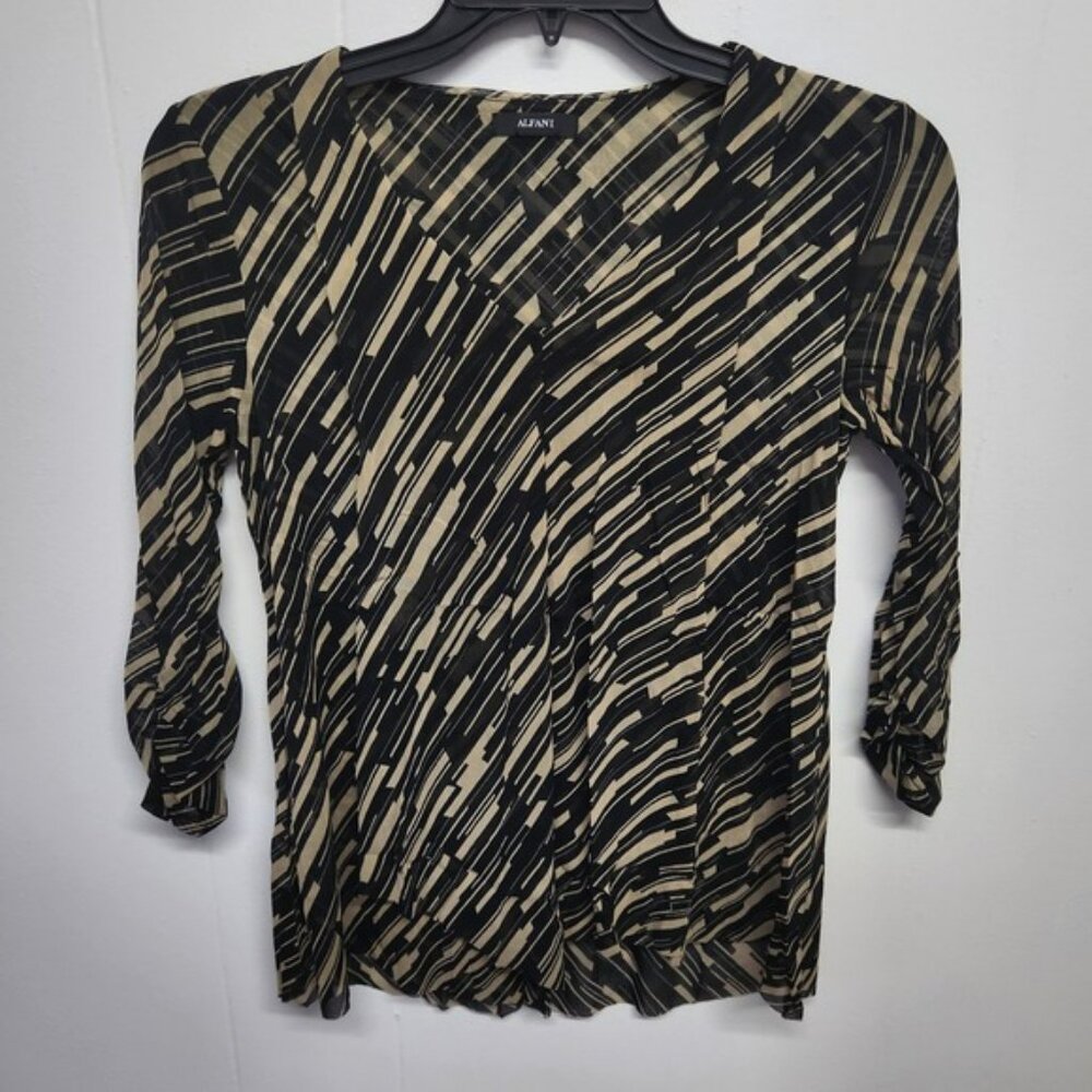 Alfani Tunic Top Womens  Abstract Geometric Stretch Blouse Shirt